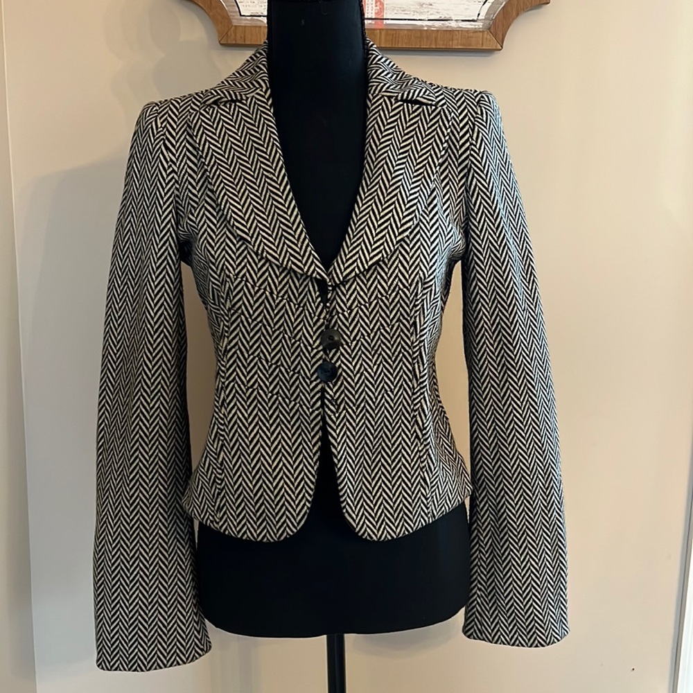 Emporio Armani Jacket Blazer Black White Size 6